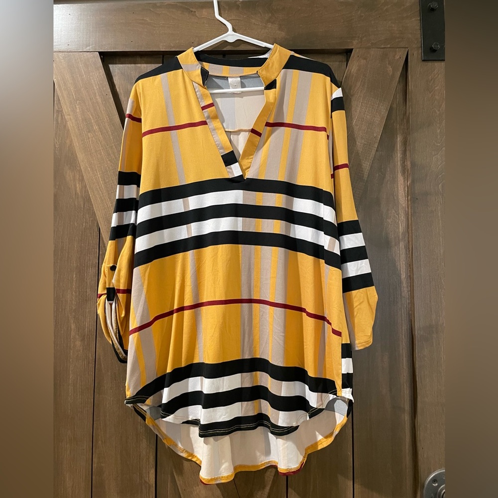 Mustard black plaid tunic size 1X